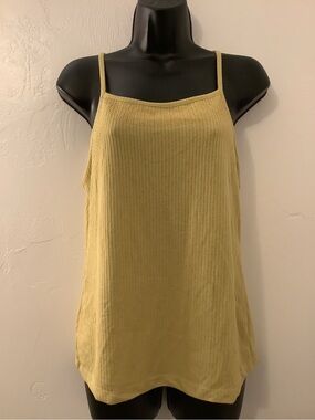 Women's Yellow Ribbed Spaghetti Strap Tank Top